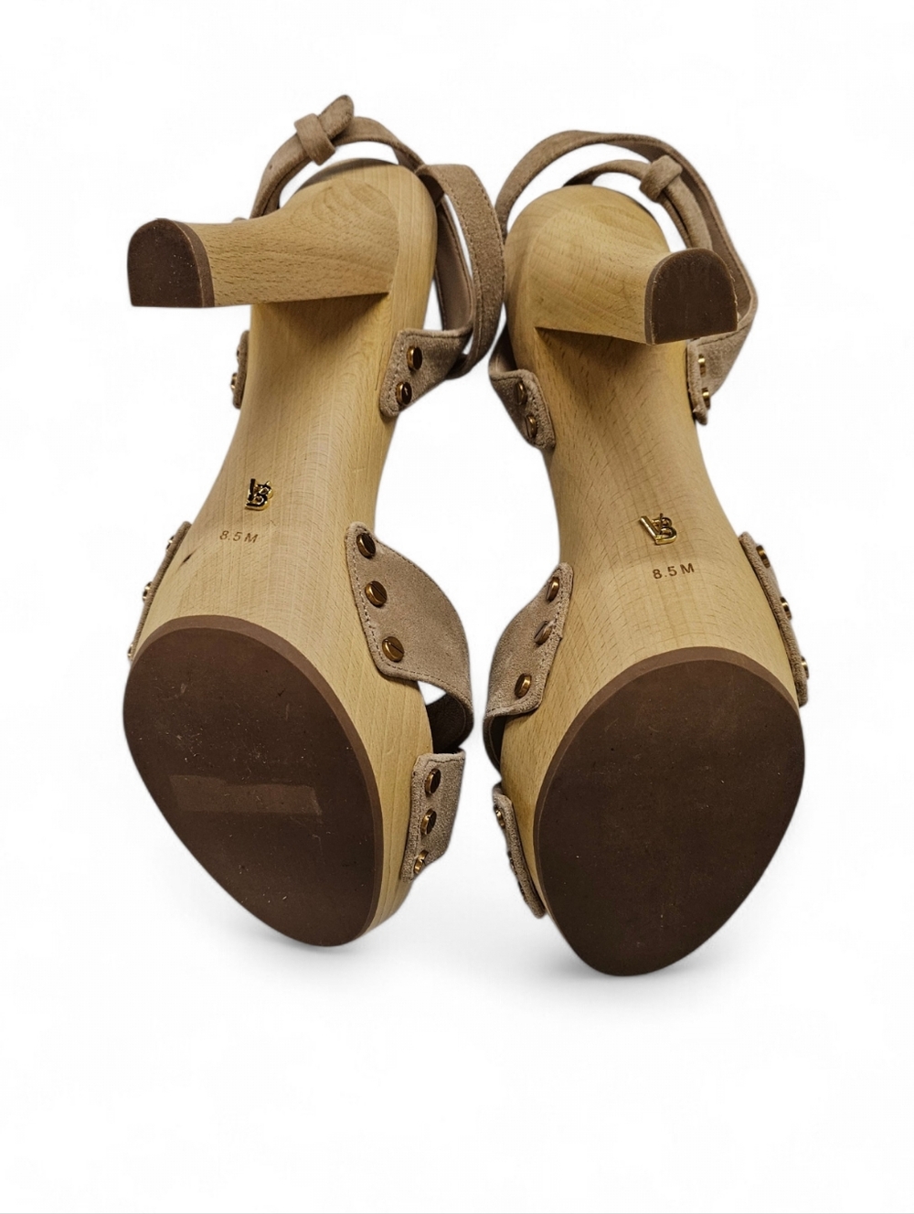 Veronica Beard Lamont Plaform Ankle Strap Heels In Tan Suede And Wood Size 8.5 - Picture 9 of 9